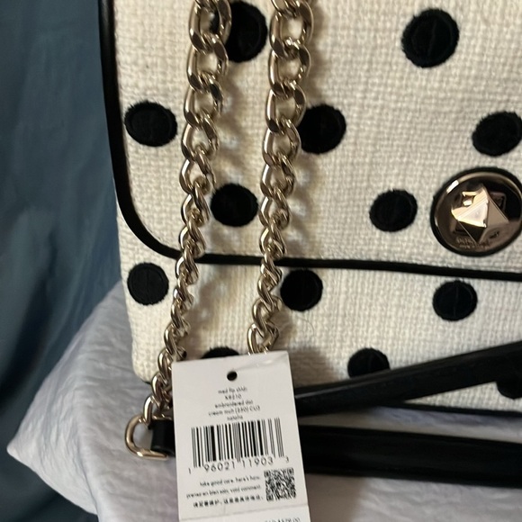 Kate Spade: Natalia Cream embroidered dot- medium Flap- Shoulder Purse/ Handbag - Picture 7 of 16